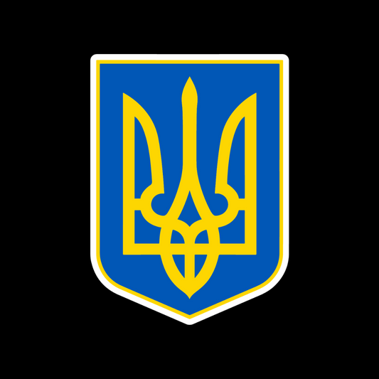 Vinyl Sticker Ukrainian Trident with Shield and White Outline